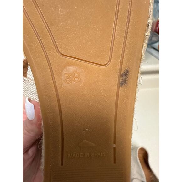 Naguisa Miru Lino Canvas Mary Jane Espadrilles Platform Flats Coastal Size 7 - Picture 9 of 9